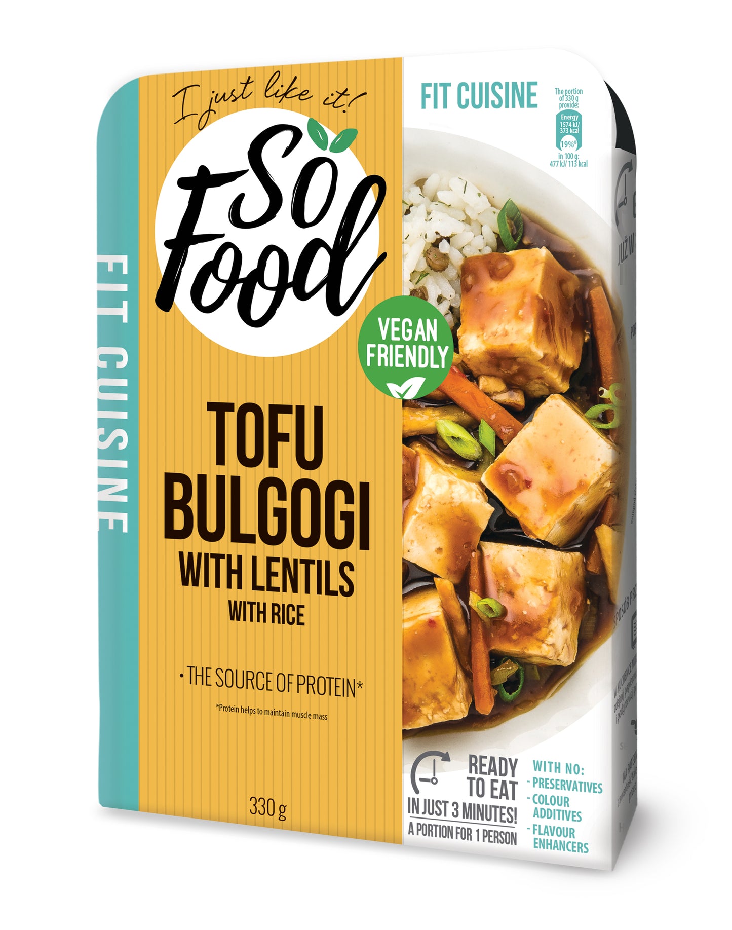 SO FOOD Tofu bulgogi w/ lentils & rice 330g-8 102245