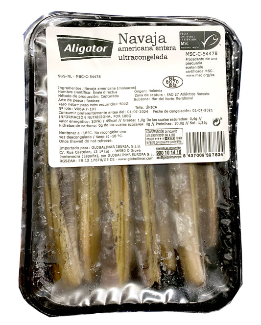 Razor Clams (raw) 11/13cm 500g - 8 _ 203049