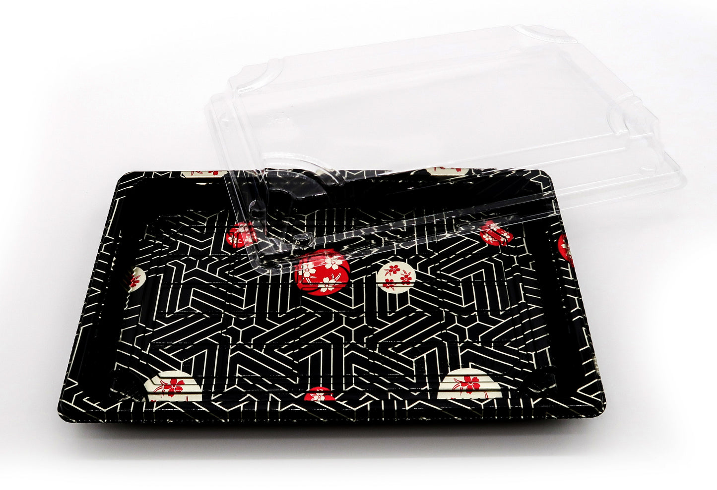 Sushi trays sakura + lokk (10-12bit) 217x136x45mm 50stk _ 301104